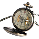 Retro Luxury Wood Circle Skeleton Pocket Watch