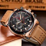 Men Watch Leather Automatic date Waterproo watches