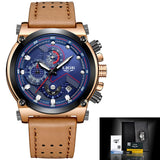 Men Watch Leather Automatic date Waterproo watches