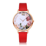 Fashion Womens Watch Girls Flower Dial Leather Band  Wrist Watches