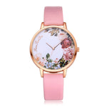 Fashion Womens Watch Girls Flower Dial Leather Band  Wrist Watches
