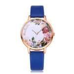 Fashion Womens Watch Girls Flower Dial Leather Band  Wrist Watches