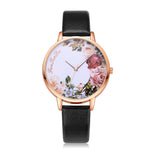 Fashion Womens Watch Girls Flower Dial Leather Band  Wrist Watches