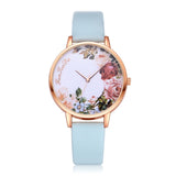 Fashion Womens Watch Girls Flower Dial Leather Band  Wrist Watches