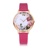 Fashion Womens Watch Girls Flower Dial Leather Band  Wrist Watches