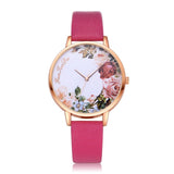 Fashion Womens Watch Girls Flower Dial Leather Band  Wrist Watches