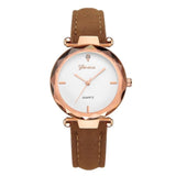 Golden Exquisite Ladies Women Leather Ladies Wrist watch