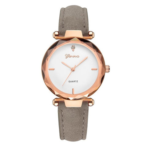 Golden Exquisite Ladies Women Leather Ladies Wrist watch