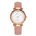 Golden Exquisite Ladies Women Leather Ladies Wrist watch