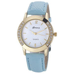 Luxury Brand Leather Crystal Quartz Watch Women