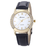 Luxury Brand Leather Crystal Quartz Watch Women