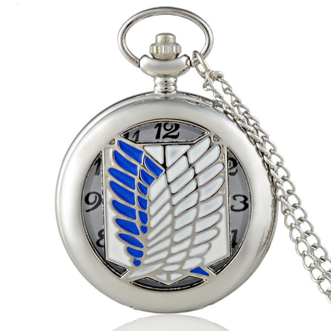 Fashion Silver Attack on Titan Quartz Pocket Watch