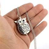 Portable Silver Owl Quartz Pocket Watch