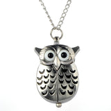 Portable Silver Owl Quartz Pocket Watch