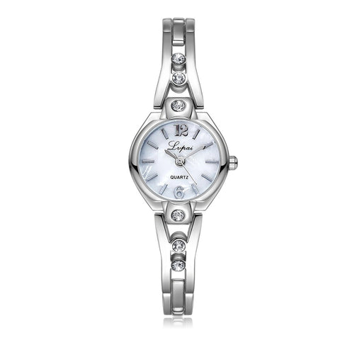 Silver Watches Women Steel Diamond Bracelet Watch