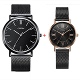 2PCS Black Watches For Men Women Couple